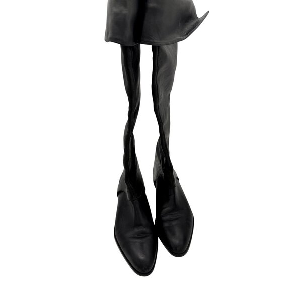 Diane Von Furstenberg Vintage Black Leather Over-the-Knee Boots Riding Style - 5 - Picture 5 of 9